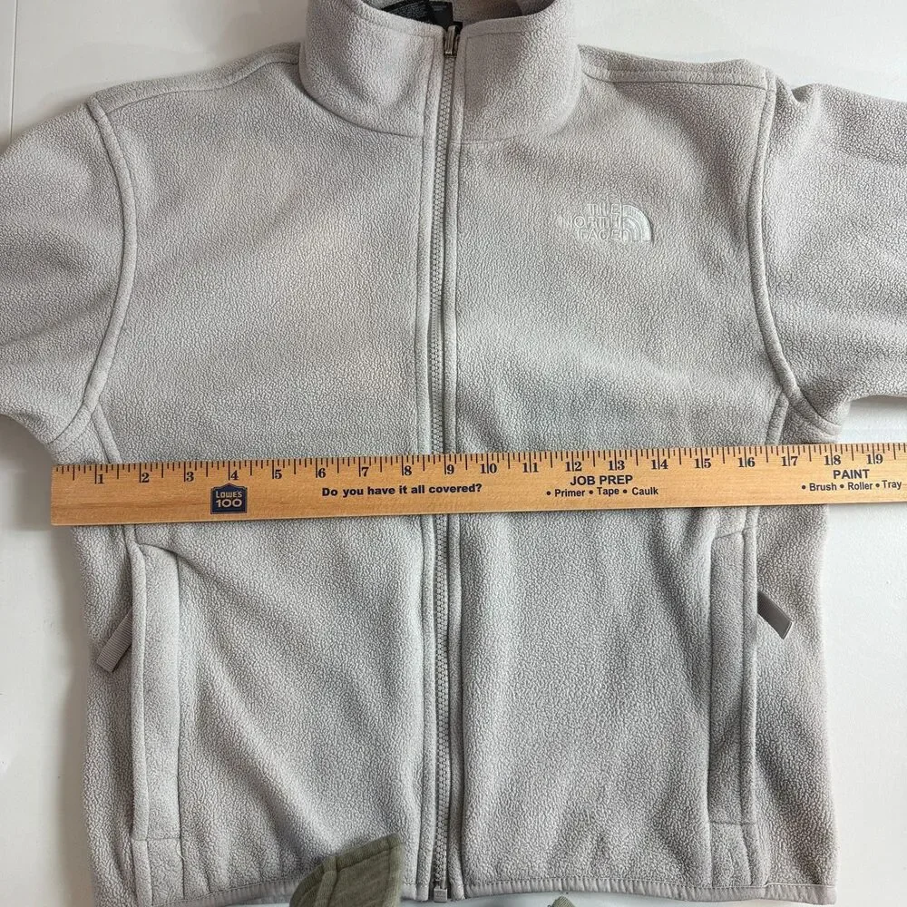 The North Face Girls Fleece Jacket Zip Up Light Gray Size M